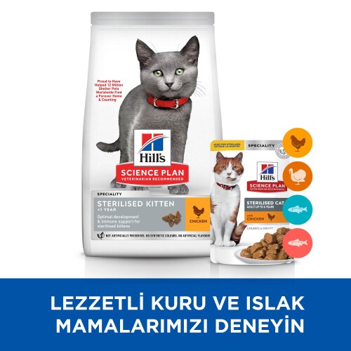 Hill's SCIENCE PLAN Kısırlaştırılmış Tavuklu Yavru Kedi Maması 1,5 kg - 5