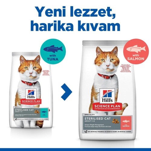 Hill's SCIENCE PLAN Kısırlaştırılmış Yetişkin Somonlu Kedi Maması 8 kg + 2 kg - 3