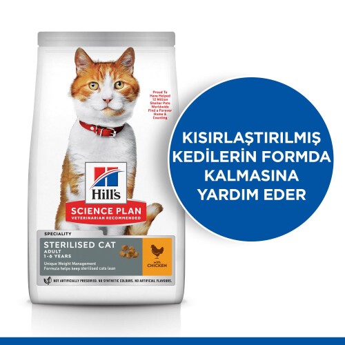 Hill's SCIENCE PLAN Kısırlaştırılmış Yetişkin Tavuklu Kedi Maması 3 kg - 6