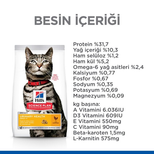 Hill's SCIENCE PLAN Üriner Sağlık +1 Yetişkin Tavuklu Kedi Maması 1,5 kg - 6