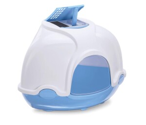 Imac Ginger Kapalı Filtreli Köşe Kedi Tuvalet Kabı Mavi - Imac