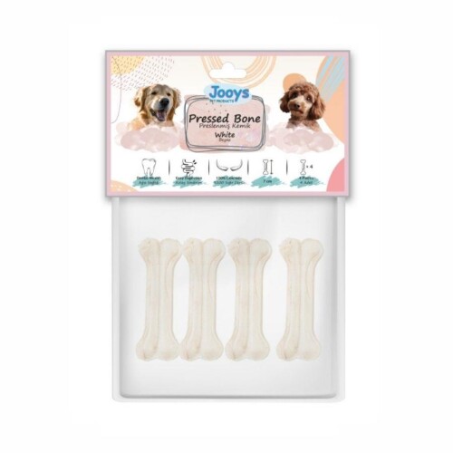 Jooys Beyaz Pres Köpek Ödül Kemiği 7 cm 4'lü - 1