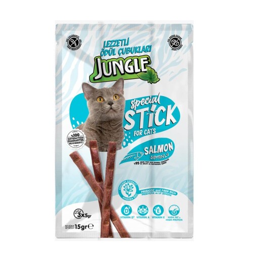 Jungle Kedi Stick Somonlu Kedi Ödül Maması 3 X 5 gr - 1