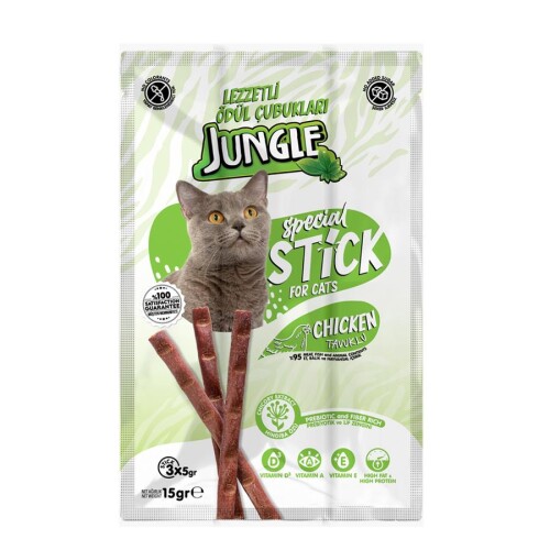 Jungle Kedi Stick Tavuklu Kedi Ödül Maması 3 X 5 gr - 1