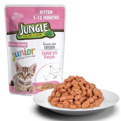 Jungle Pouch Tavuk Eti Parçalı Yavru Kedi Konservesi 100 Gr - 2