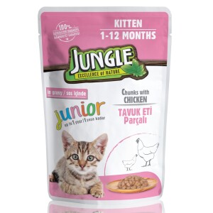 Jungle Pouch Tavuk Eti Parçalı Yavru Kedi Konservesi 100 Gr - 1
