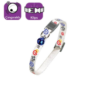 Karlie Çıngıraklı Desenli Kedi Boyun Tasması 30 cm Beyaz - Karlie