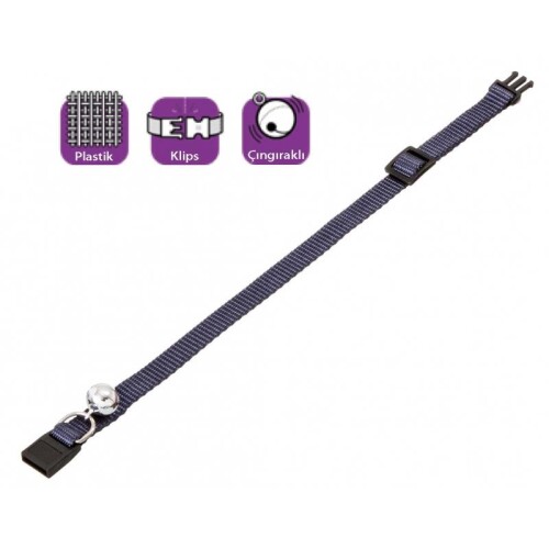 Karlie Çıngıraklı Lacivert Kedi Boyun Tasması - 1