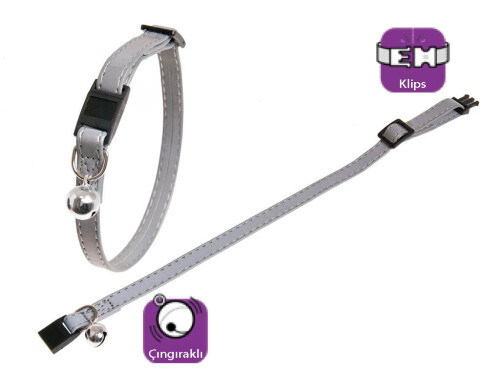 Karlie Çıngıraklı Reflektörlü Kedi Tasması 30 cm Gümüş - 1