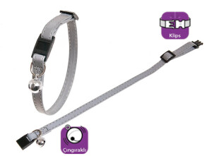 Karlie Çıngıraklı Reflektörlü Kedi Tasması 30 cm Gümüş - Karlie