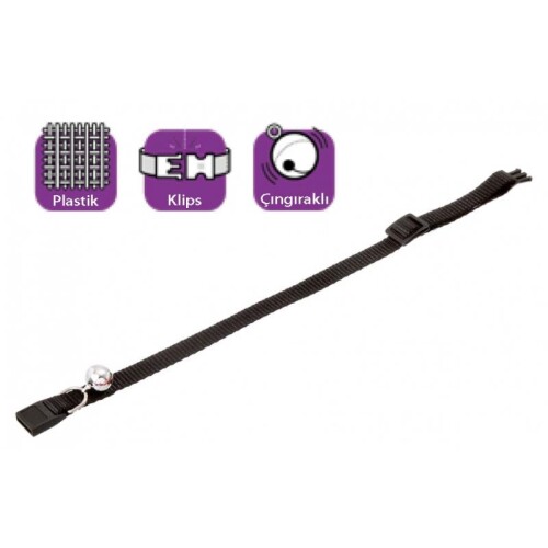 Karlie Çıngıraklı Siyah Kedi Boyun Tasması - 1