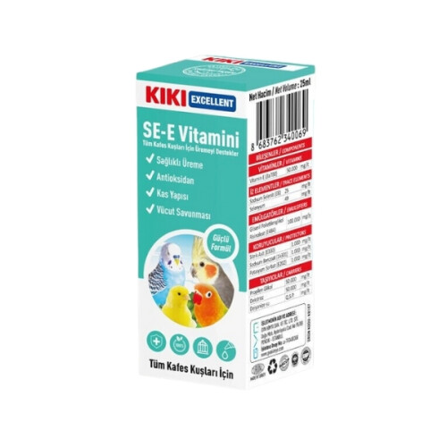 Kiki Excellent Sağlıklı Üreme Destekleyici Kuşlar için SE-E Vitamini Sıvı Damla 25 Ml - 1