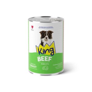 King Sos İçinde Et Parçacıklı Dana Etli Yetişkin Köpek Konservesi 400 gr - King