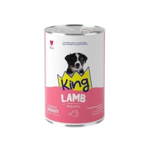 King Sos İçinde Et Parçacıklı Kuzu Etli Yavru Köpek Konservesi 400 gr - King