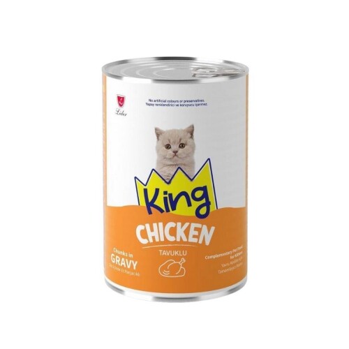 King Sos İçinde Et Parçacıklı Tavuklu Yavru Kedi Konservesi 400 gr - 1