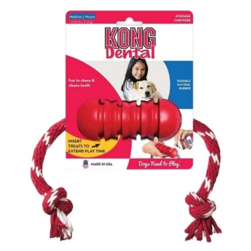 Kong Dental Diş Temizliği Sağlayan İp Sallantılı Köpek Oyuncağı M - 1