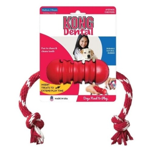 Kong Dental Diş Temizliği Sağlayan İp Sallantılı Köpek Oyuncağı S - 1