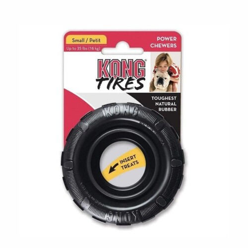 Kong Extreme Tires Delikli Tekerlek Şeklinde Ultra Sert Köpek Oyuncağı S - 1