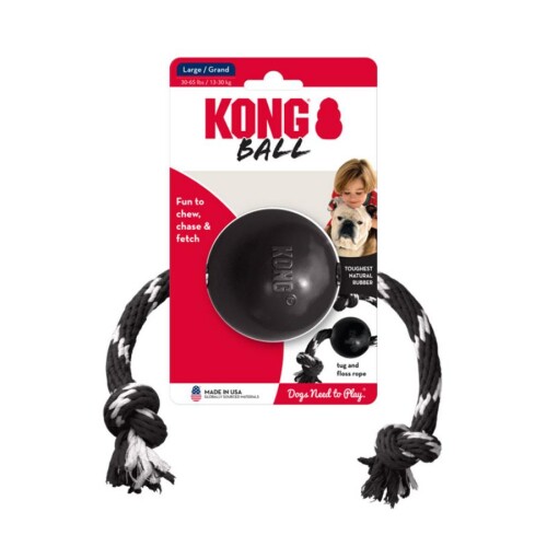 Kong Extreme Top Şeklinde Sesli ve İp Sallantılı Köpek Oyuncağı Ultra Sert L - 1