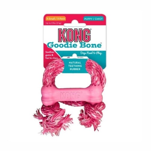 Kong Goodie Bone Kemik Şeklinde Çok Amaçlı İp Sallantılı Yavru Köpek Oyuncağı XS - 1