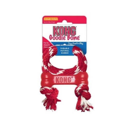 Kong Goodie Bone Kemik Şeklinde İp Sallantılı Çok Amaçlı Köpek Oyuncağı XS - 1