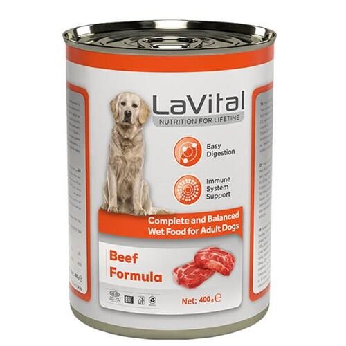 LaVital Adult Biftekli Bağışıklık Sistemi Destekleyici Yetişkin Köpek Konservesi 400 gr - 1