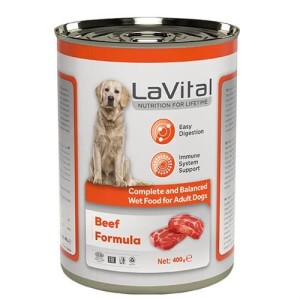 LaVital Biftekli Bağışıklık Sistemi Destekleyici Yetişkin Köpek Konservesi 400 gr - LaVital
