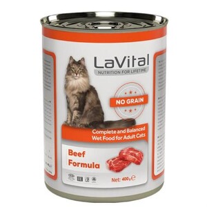 LaVital Biftekli Tahılsız Yetişkin Kedi Konservesi 400 gr - LaVital