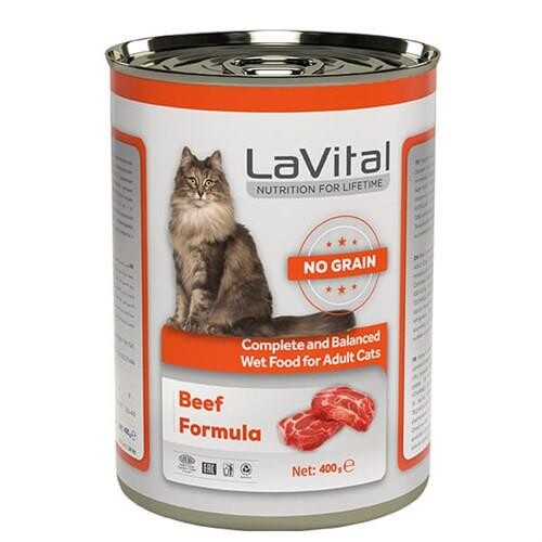 LaVital Biftekli Tahılsız Yetişkin Kedi Konservesi 400 gr - 1