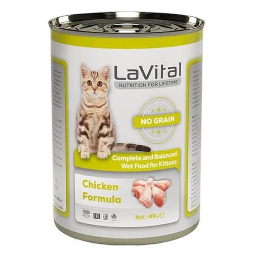 LaVital Kitten Tahılsız Tavuklu Yavru Konserve Kedi Maması 400 gr - 1