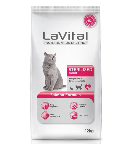 LaVital Sterilesed Somonlu Kısırlaştırılmış Yetişkin Kedi Maması 12 kg - 1