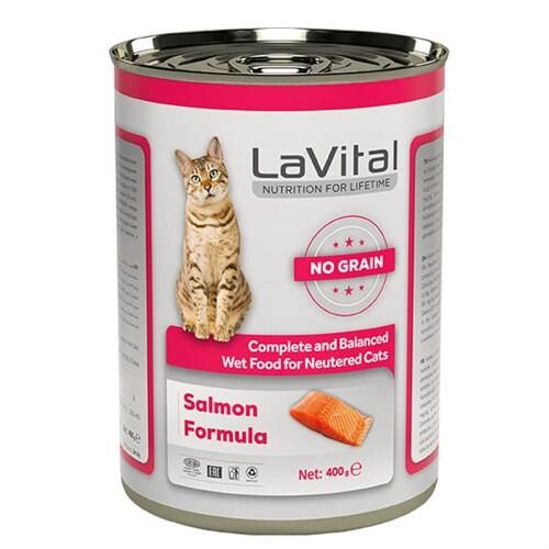 LaVital Sterilised Tahılsız Somonlu Yetişkin Kısır Kedi Konservesi 400 gr - 1