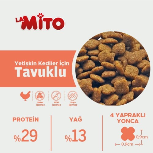 LaMito Adult Cat Tavuklu Yetişkin Kedi Maması 1 kg - 3