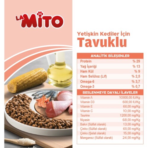 LaMito Adult Cat Tavuklu Yetişkin Kedi Maması 1 kg - 4