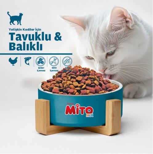 LaMito Mix Adult Cat Tavuklu ve Balıklı Renkli Taneli Yetişkin Kedi Maması 1 kg - 2