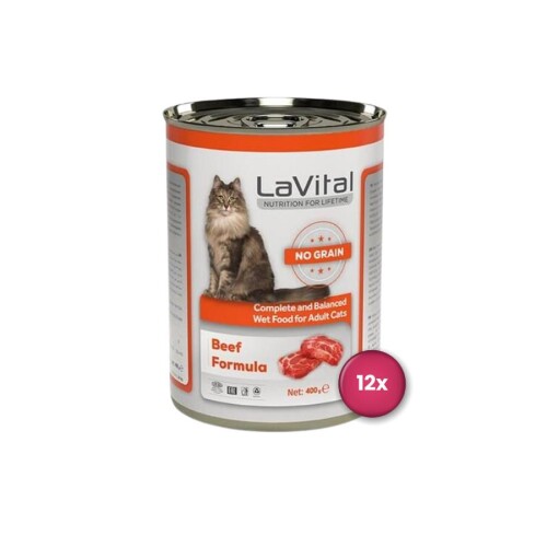 LaVital Adult Tahılsız Biftekli Yetişkin Kedi Konservesi 400 gr X 12 Adet - 1
