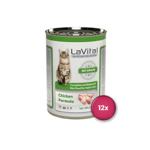 LaVital Adult Tahılsız Tavuklu Yetişkin Kedi Konservesi 400 gr X 12 Adet - 1