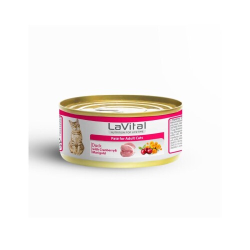 LaVital Ördekli Kızılcıklı ve Kadife Çiçekli Yetişkin Kedi Konservesi 85 Gr - 1