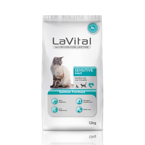 LaVital Sensitive Hassas Sindirim Sistemine Sahip Kediler İçin Somonlu Yetişkin Kedi Maması 12 kg - 1