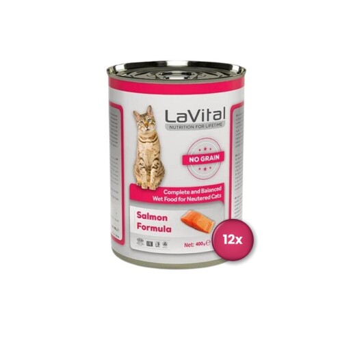 LaVital Sterilised Tahılsız Somonlu Yetişkin Kısır Kedi Konservesi 400 gr X 12 Adet - 1