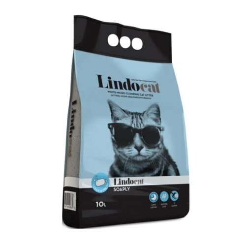Lindocat Marsilya Sabun Kokulu Topaklanan İnce Taneli Bentonit Kedi Kumu 10 Lt - 1