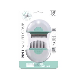 M-Pets 2in1 Uzun Tüylü Kedi ve Köpekler için Yeşil Furminatör ve Masaj Tarağı - M-Pets