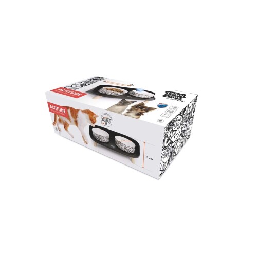 M-Pets Altitude Urban Style Kedi ve Köpekler İçin İkili Mama Kabı Standı 450 Ml - 1