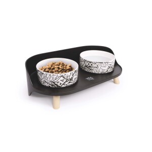 M-Pets Altitude Urban Style Kedi ve Köpekler İçin İkili Mama Kabı Standı 450 Ml - 4