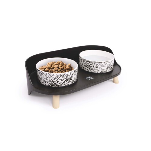 M-Pets Altitude Urban Style Kedi ve Köpekler İçin İkili Mama Kabı Standı 450 Ml - 4
