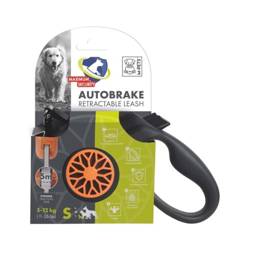 M-Pets Autobreake Turuncu Otomatik Şerit Köpek Gezdirme Tasması 5 Mt S - 1