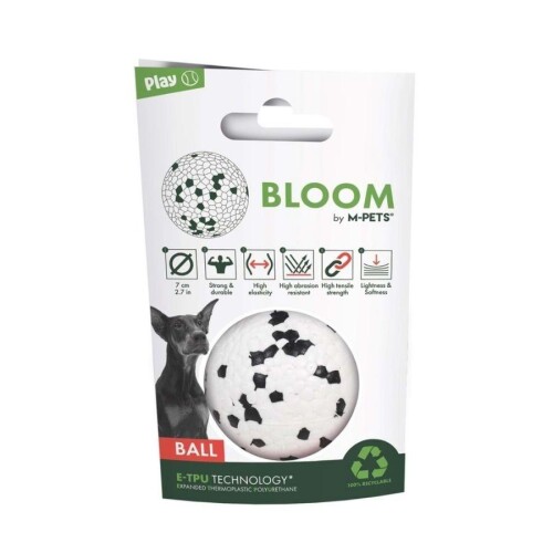 M-Pets Bloom Ball Parçalanmaz Top Köpek Oyuncağı Beyaz 7 cm - 1