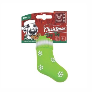 M-Pets Christmas Yeşil Çorap Latex Köpek Oyuncağı 13 cm - M-Pets