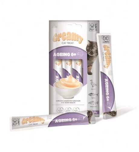M-Pets Creamy Ageing 6+ Ördekli Somonlu ve Tuna Balıklı Kedi Ödülü 4x15 Gr - 2