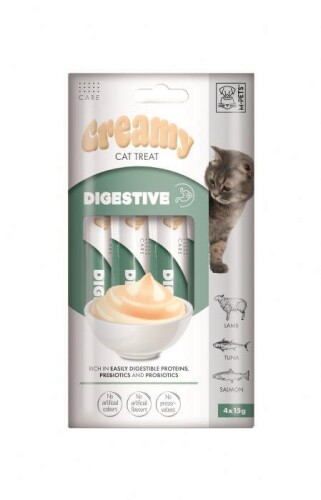 M-Pets Creamy Digestive Kuzulu Somonlu ve Tuna Balıklı Kedi Ödülü 4x15 Gr - 1